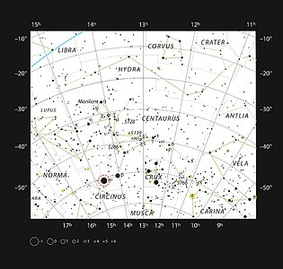 Alpha Centauri in the constellation of Centaurus (The Centaur)