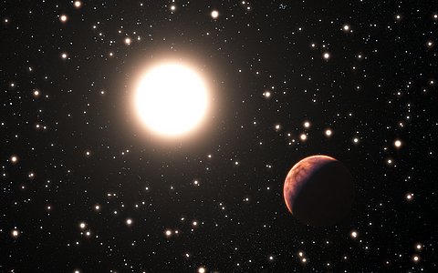 Kunstnerisk framstilling av eksoplanet rundt stjerne i hopen Messier 67