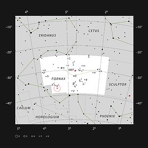The galaxy pair NGC 1316 and 1317 in the constellation of Fornax