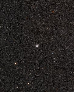 Wide-field view of the sky around the globular star cluster Messier 54