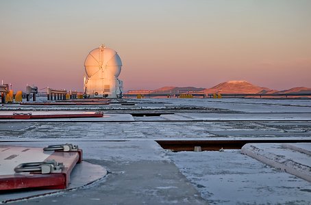 Work on Cerro Armazones seen from Paranal