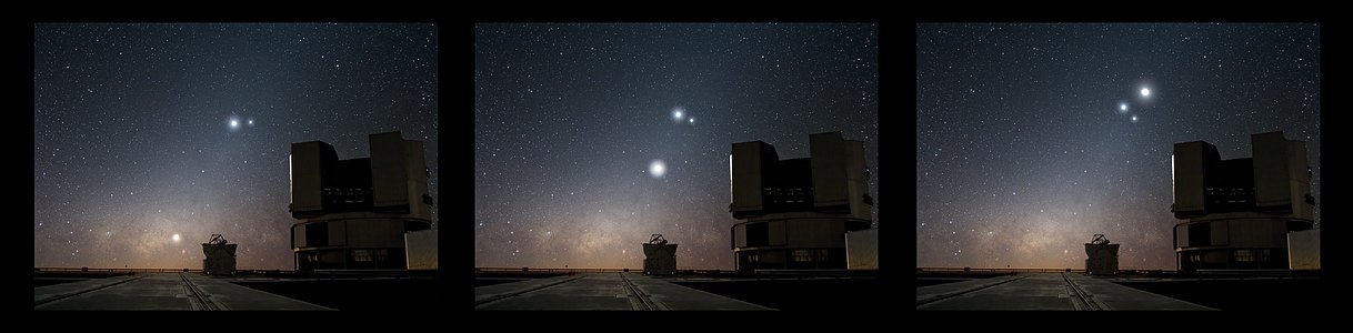 The Moon in Conjunction with Venus and Jupiter (artistic composition)