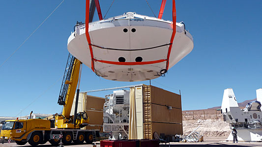 Assembly of First European ALMA Antenna