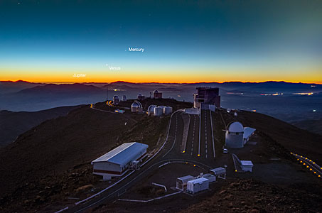Planets Align Over La Silla (labelled)