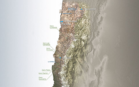 Map of ESO Outposts in Chile