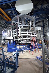 The VISTA telescope in its enclosure