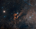 Digitized Sky Survey Image Around the Stellar Cluster RCW 38