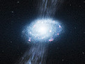Artist’s impression of a young galaxy accreting material