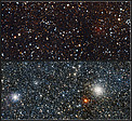 Visible/infrared comparison views of the newly discovered globular cluster VVV CL001