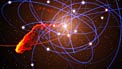 Simulation of gas cloud after close approach to the black hole at the centre of the Milky Way