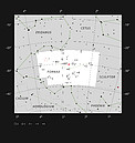 Posisjonen til Extended Chandra Deep Field South i stjernebildet Smelteovnen