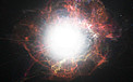 Kunstnerisk framstilling av støvdannelse rundt en supernovaeksplosjon
