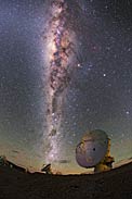 The Milky Way glitters brightly over ALMA