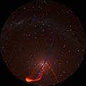 Simulation of gas cloud approaching the black hole at the centre of the Milky Way (fulldome)