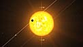 Artist’s impression of an exoplanet WASP 8b in a retrograde orbit