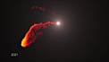 Simulation of gas cloud approaching the black hole at the centre of the Milky Way