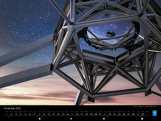 November - Rendering of the M2 mirror in position on the ELT telescope