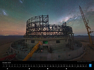 October - Night view of the ELT under construction on Cerro Armazones