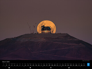 March — A full Moon rises behind the ELT