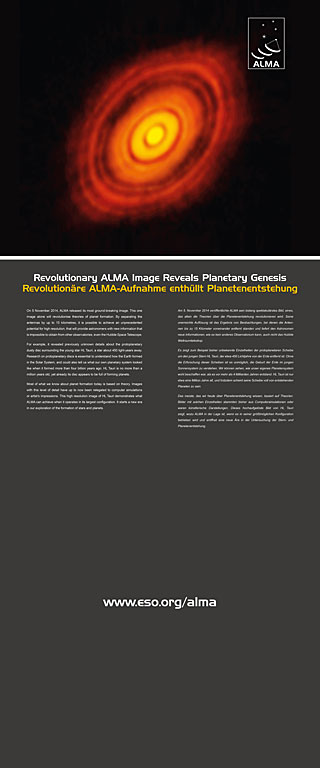 ALMA HL Tauri image exhibition Panel (90 x 216 cm, English and German)