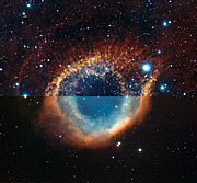 Comparación de vistas infrarroja/óptica de la Nebulosa Helix