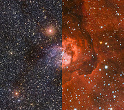 Nebulosan Sh2-54 i synligt och infrarött ljus