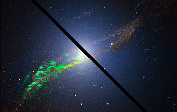 Radiogalaktyka Centaurus A widziana przez ALMA (porównanie)