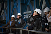 French actress Juliette Binoche in one of the VLT enclosures