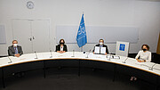 Signatories at the remote signing ceremony of the ESO and Australia partnership amendment