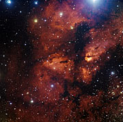 Nebula around star cluster RCW 38