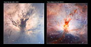 Visible/infrared comparison of the VISTA Flame Nebula image