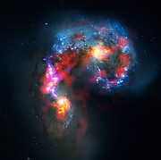 Imagem das galáxias Antena, composta a partir de observações ALMA e Hubble
