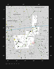 A nuvem escura Lupus 3 na constelação do Escorpião