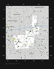 The bright star cluster Messier 7 in the constellation of Scorpius