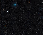 Veduta del cielo nella zona del sistema multiplo di stelle GG Tauri