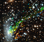 Vue par MUSE de la pression dynamique qui s'exerce sur la galaxie ESO 137-001