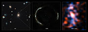 Composición del anillo de Einstein de SDP.81 y de la galaxia observada a través de la lente gravitatoria