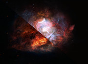 Vue d’artiste d’une galaxie à sursauts d’étoiles poussiéreuse