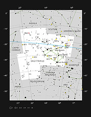 De jonge ster HD 163296 in het sterrenbeeld Boogschutter
