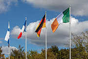 Bandeira irlandesa a ser hasteada na Sede do ESO