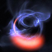 Simulering av materia i bana runt ett svart hål