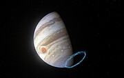 Representation av de starka vindarna nära Jupiters sydpol