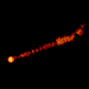 ALMA-beeld van een M87-jet in gepolariseerd licht