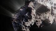 Imagem artística da superfície do cometa interestelar 2I/Borisov (grande plano)