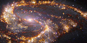 NGC 3627, aufgenommen mit dem VLT und ALMA bei unterschiedlichen Wellenlängen des Lichts