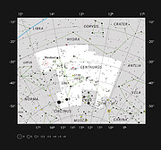 De locatie van b Centauri in het sterrenbeeld Centaurus
