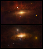 Illustration: Det sorte hul i centrum af galaksen SDSS1335+0728 vågner