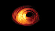 Imagen simulada de un agujero negro en acreción