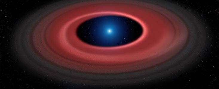 Artist’s impression of the glowing disc of material around the white dwarf SDSS J1228+1040