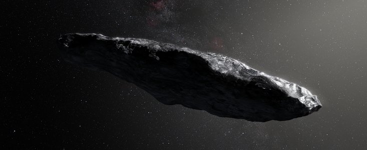Imagem artística do asteróide interestelar ‘Oumuamua